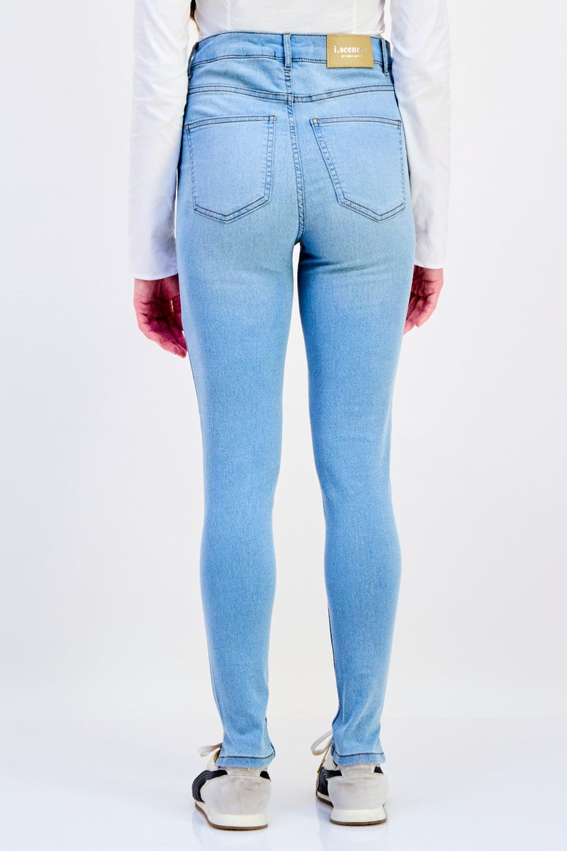 JDY Women Skinny Fit Solid Stretchable Jeans, Light Blue - Image 3