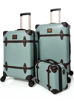 MORANO Morano Classic Leather Luggage 4 Pcs Set Pistachio 28''-24''-20'''-14'''Inches  - Image 3