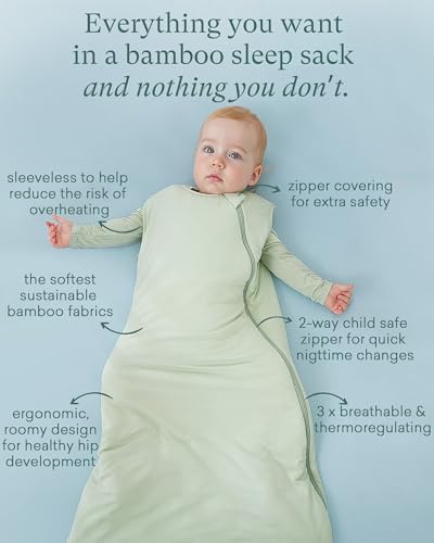 PurComfy Supersoft Sleep Sack 1.0 TOG, Premium Bamboo Viscose Baby Sleeping Bag, 2-Way Safe Zipper Sleep Sacks 15-24 Months (Sage) - Image 2