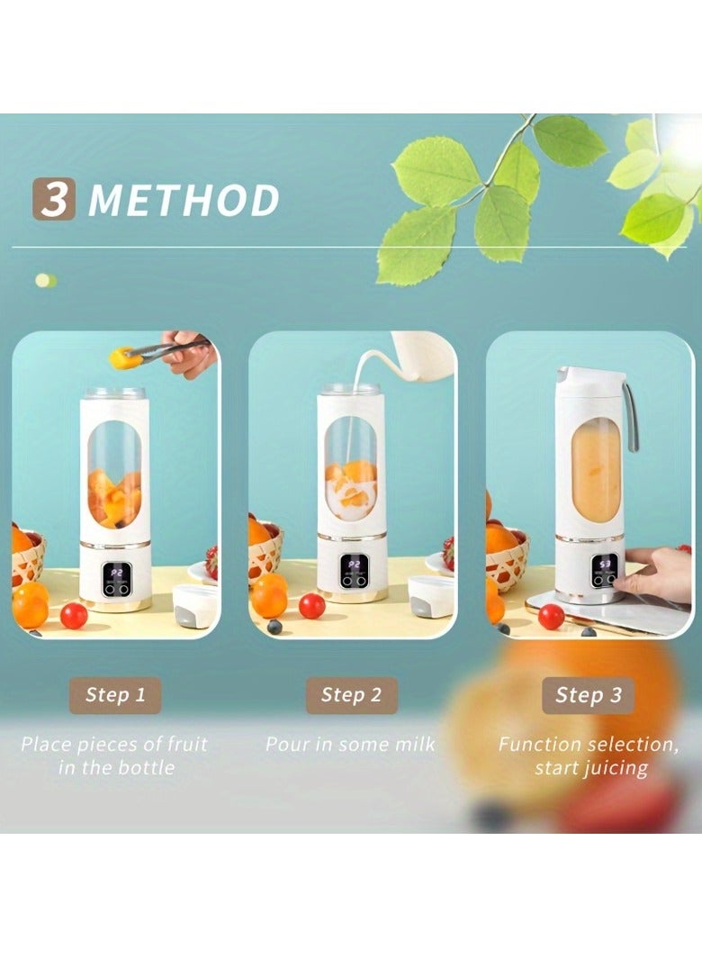 إيفرين خلاط محمول قابل لإعادة الشحن عبر USB مع شاشة LED - 450 مل، 7.4 فولت 50 واط 12 شفرة، مثالي للعصائر والعصائر الطازجة، تصميم صغير الحجم للتغذية أثناء التنقل - Image 4