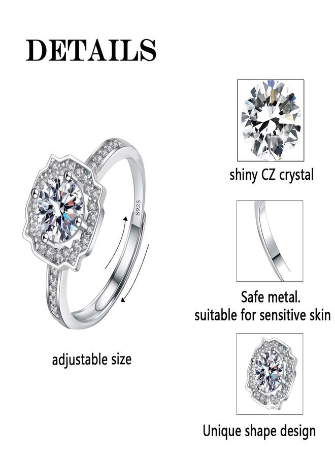 Luckilemon Moissanite Adjustable Engagement Ring, Promise Eternity Ring for Women,Wedding Rings,Jewelry Gift,Friendship Promise Fashion Jewelry Valentine Gifts for Women - Image 3
