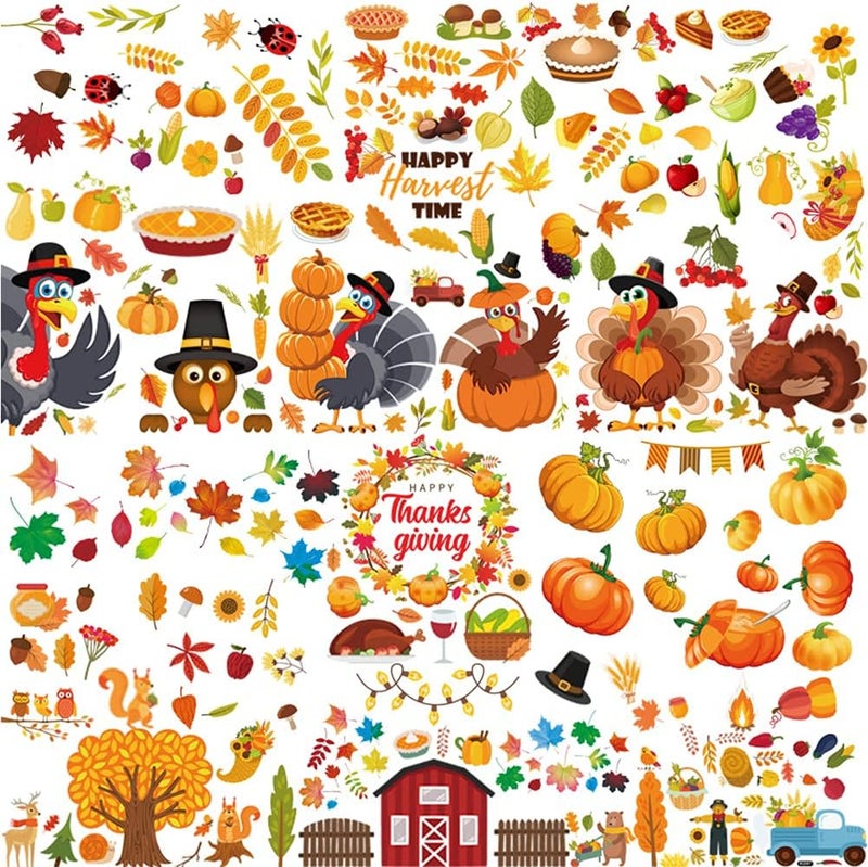 duile 350pc Thanksgiving Window Clings Fall Window Stickers Decor for Offices Autumn Leaves Home School Office Thanksgiving Party Decorations Supplies - Image 3