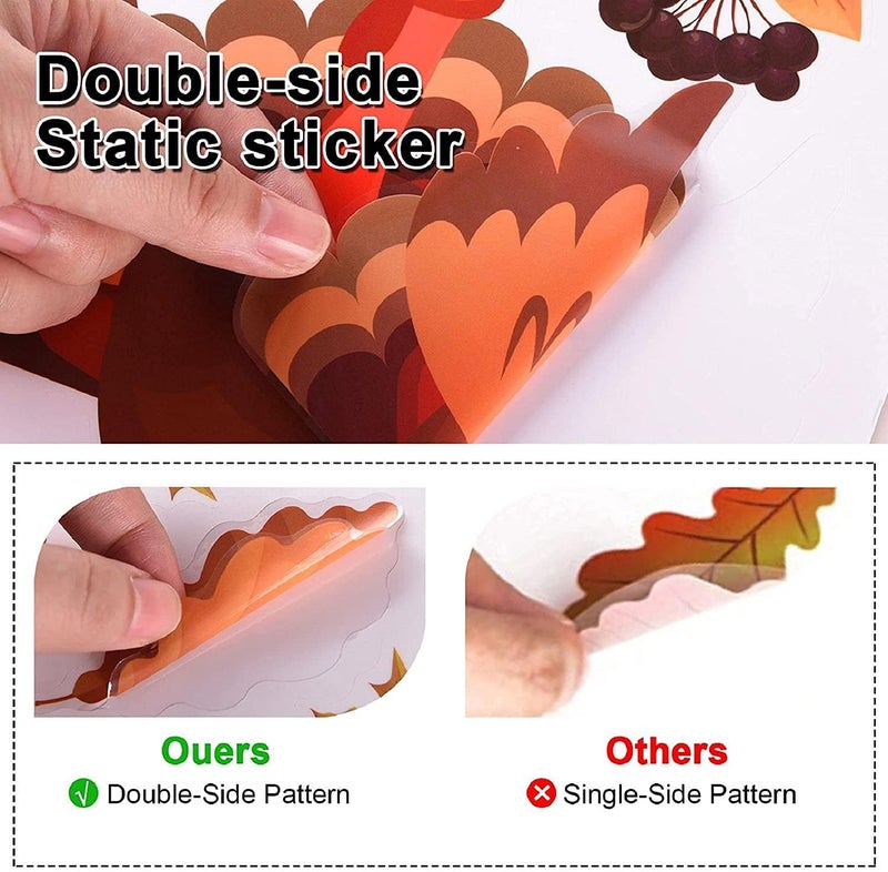 duile 350pc Thanksgiving Window Clings Fall Window Stickers Decor for Offices Autumn Leaves Home School Office Thanksgiving Party Decorations Supplies - Image 4
