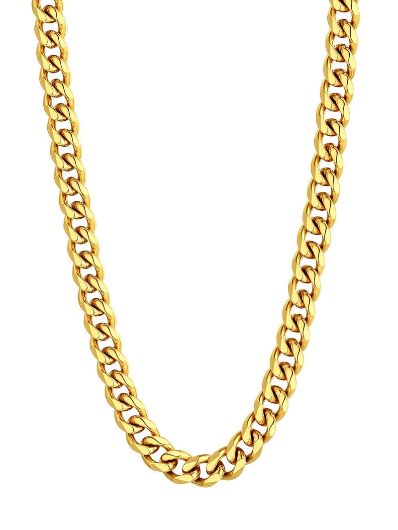 U7 mens, womens,boys, girls Curb Chain Necklace 18K Gold Plated Stainless Steel 9mm Wide Chunky Hip Hop Jewelry Strong Cuban Link Chain 18 - Image 1