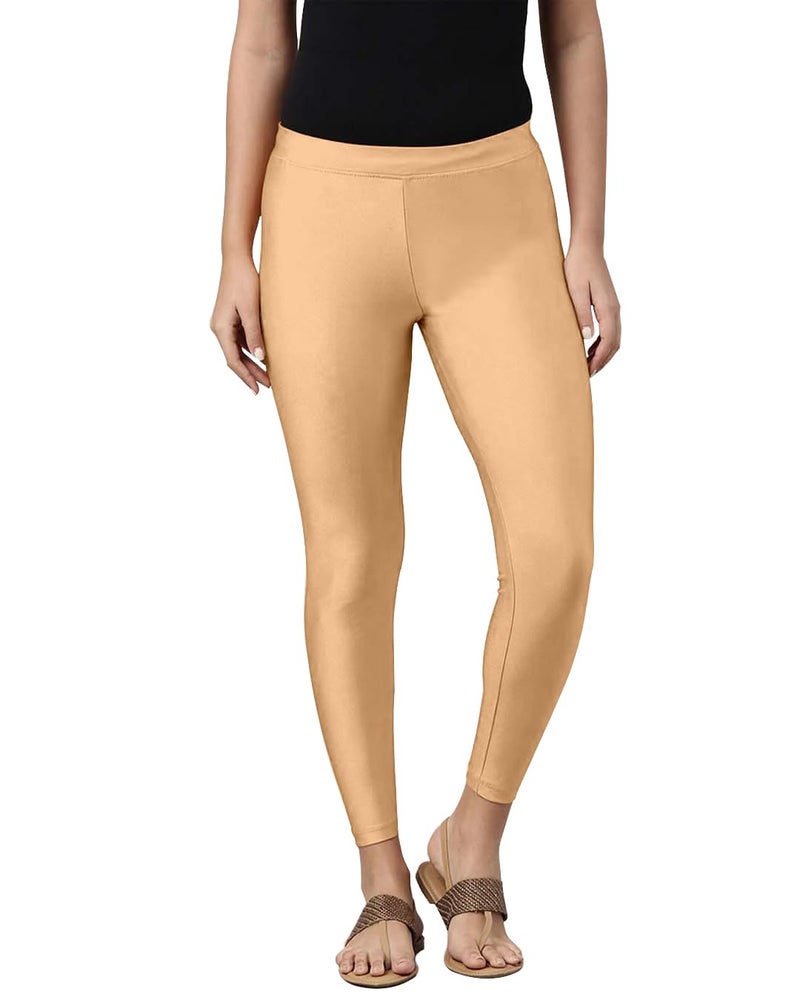 Mehrang Tailored Cut & Slim Fit Stetchable Fabric Ankle Length Shimmer Leggings for Womens and Girls (in, Alpha, 2XL, Regular, Skin) - Image 1
