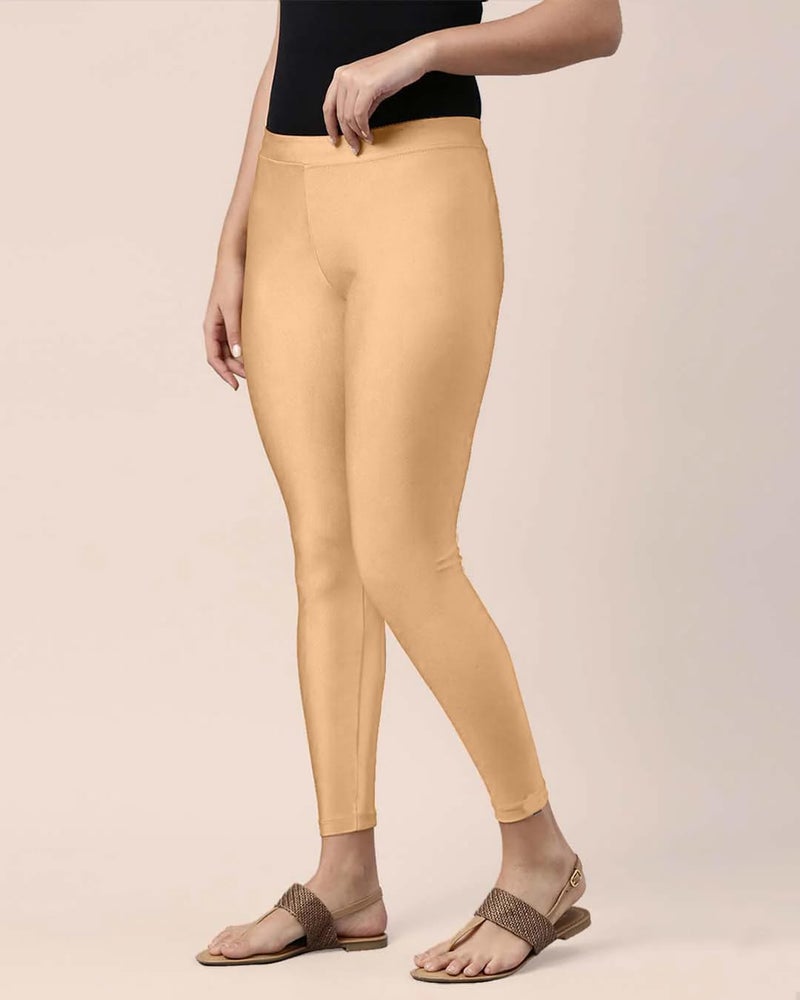Mehrang Tailored Cut & Slim Fit Stetchable Fabric Ankle Length Shimmer Leggings for Womens and Girls (in, Alpha, 2XL, Regular, Skin) - Image 4