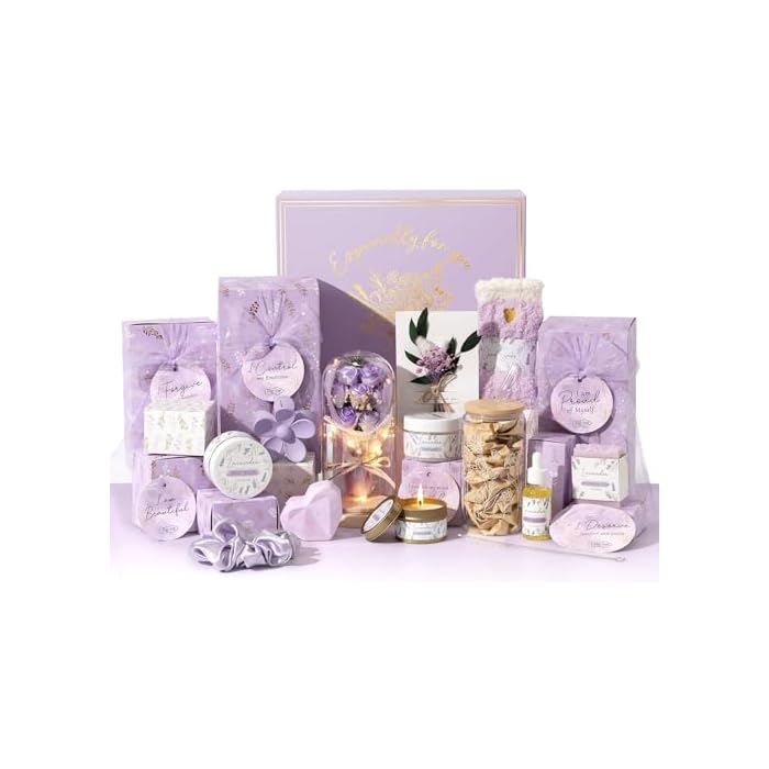 Qinline SPA Gifts for Women & Teen Girl – 10 PCS Graduation Birthday Gift Basket, Luxury Self Care Home Bath Set for Relaxing, Get Well Soon Care Package & Pampering Gifts for Her Friend Daughter Mom