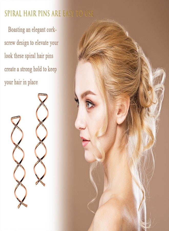 Mini Skater 2.36 inch Spiral Hair Pins Non-Scratch Rounded Tips Spiral Bobby Pins Blonde Hair Twist Screw Spin Pins for Women Buns Hair Styling DIY, Set of 20 (Rose Gold) - Image 3