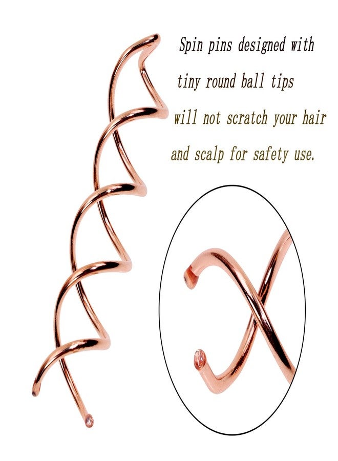 Mini Skater 2.36 inch Spiral Hair Pins Non-Scratch Rounded Tips Spiral Bobby Pins Blonde Hair Twist Screw Spin Pins for Women Buns Hair Styling DIY, Set of 20 (Rose Gold) - Image 2