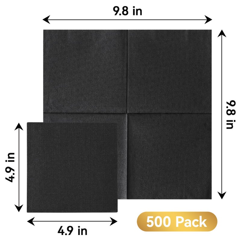 Vplus 500 Pack Black Cocktail Napkins, Elegant Beverage Napkins, 3-Ply Disposable Paper Napkins 4.9x4.9 inch, Perfect for Restaurant, Bar, Party, Wedding, Dessert - Image 2