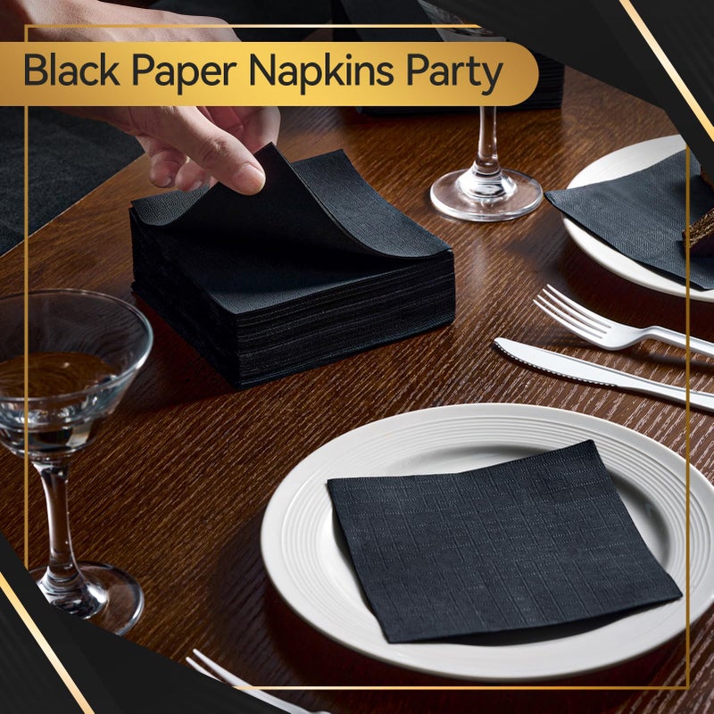 Vplus 500 Pack Black Cocktail Napkins, Elegant Beverage Napkins, 3-Ply Disposable Paper Napkins 4.9x4.9 inch, Perfect for Restaurant, Bar, Party, Wedding, Dessert - Image 5