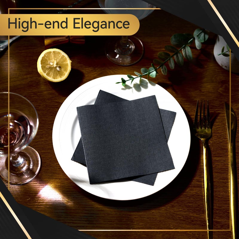 Vplus 500 Pack Black Cocktail Napkins, Elegant Beverage Napkins, 3-Ply Disposable Paper Napkins 4.9x4.9 inch, Perfect for Restaurant, Bar, Party, Wedding, Dessert - Image 3