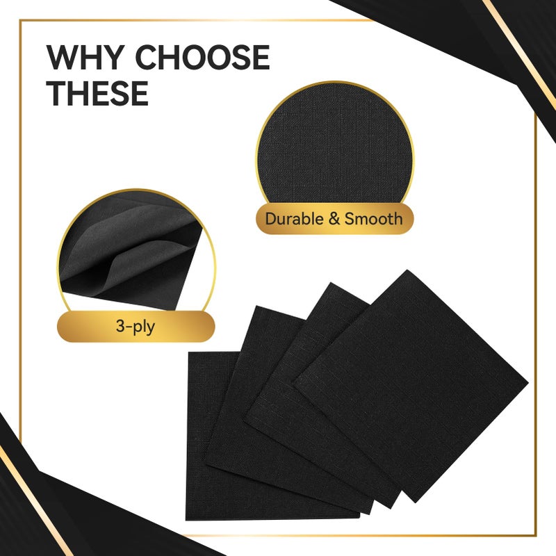 Vplus 500 Pack Black Cocktail Napkins, Elegant Beverage Napkins, 3-Ply Disposable Paper Napkins 4.9x4.9 inch, Perfect for Restaurant, Bar, Party, Wedding, Dessert - Image 4