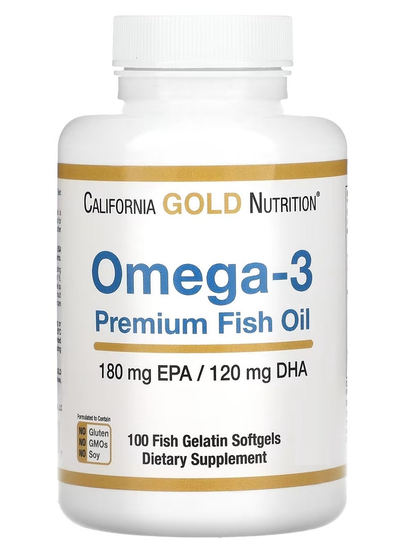 California Gold Nutrition Omega-3 Premium Fish Oil, 100 Fish Gelatin Softgels  - Image 1