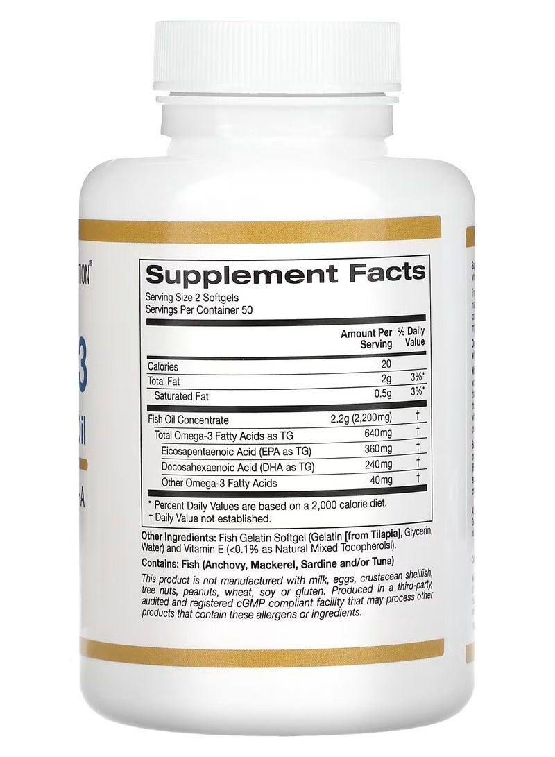 California Gold Nutrition Omega-3 Premium Fish Oil, 100 Fish Gelatin Softgels  - Image 2