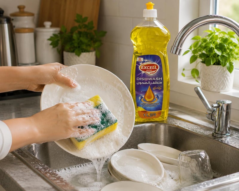Servewell EXCELL Dishwash Liquid 1L - Super Degreaser with Lemon Scent - Image 2