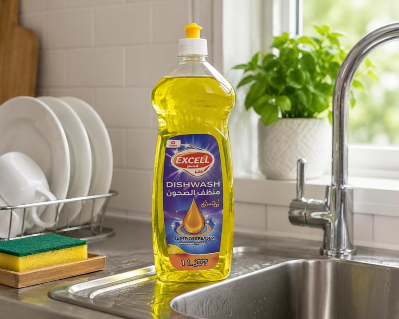 Servewell EXCELL Dishwash Liquid 1L - Super Degreaser with Lemon Scent - Image 1