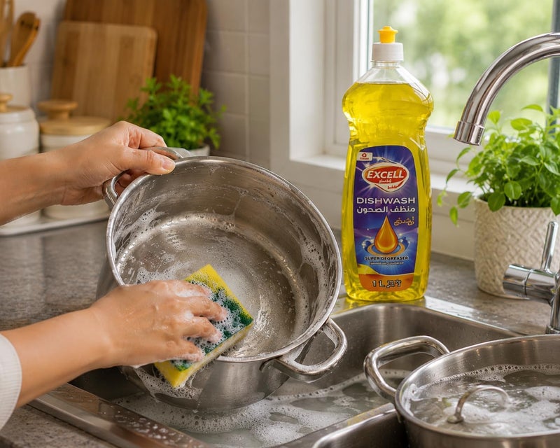 Servewell EXCELL Dishwash Liquid 1L - Super Degreaser with Lemon Scent - Image 3