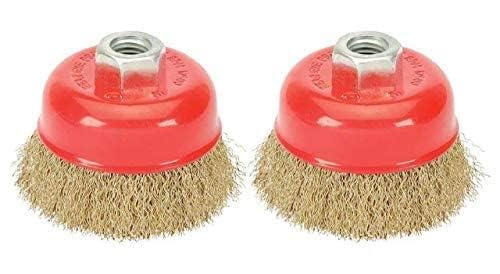 BRUSH HOUSE Metal Non Twisted Crimped Cup Brush for Removing Rust Paint and Polishing Metal Brush for Cleaning Households Red Pack of 2 - Image 1