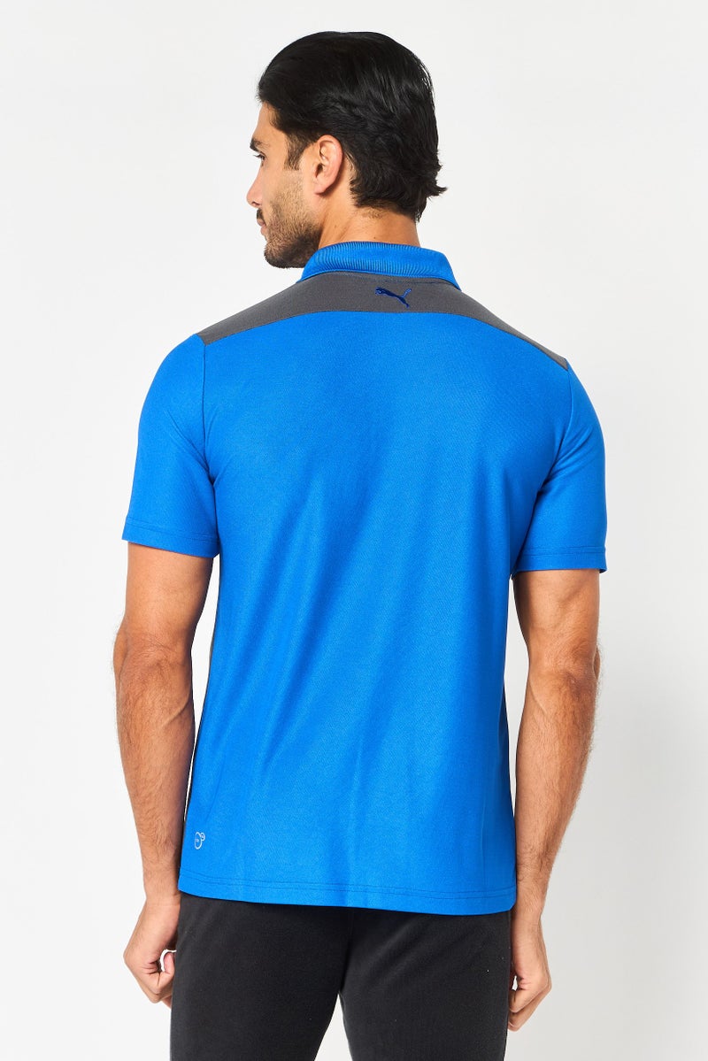PUMA Men Sportswear Fit Short Sleeve Dezire Outdoor Polo Shirt, Royal Blue - Image 3