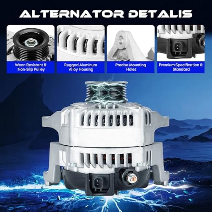 SEHNSUCHT Alternator Replacement New Fit for Chrysler Aspen, for Dodge Durango, for Dodge Ram 1500, for Ram 2500, for Ram 3500 2009, 5.7L, High Output Alternator Replace for 11448, 11449, 12916 - Image 3