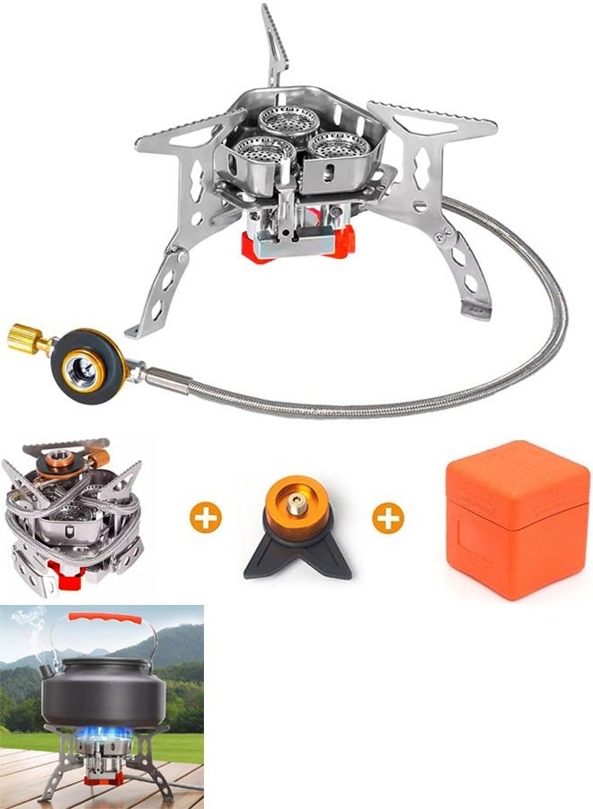 VUCATIN 6800w Windproof Camp Stove Equipped with a Fuel Canister Adapter, Piezo Ignition And Carry Case, Suitable for Outdoor Backpacking, Hiking And Picnics  - Image 1