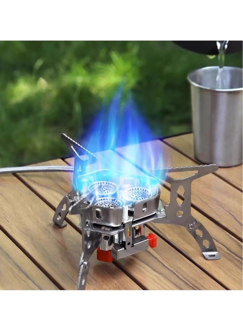 VUCATIN 6800w Windproof Camp Stove Equipped with a Fuel Canister Adapter, Piezo Ignition And Carry Case, Suitable for Outdoor Backpacking, Hiking And Picnics  - Image 4