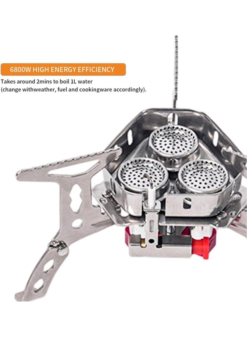 VUCATIN 6800w Windproof Camp Stove Equipped with a Fuel Canister Adapter, Piezo Ignition And Carry Case, Suitable for Outdoor Backpacking, Hiking And Picnics  - Image 3