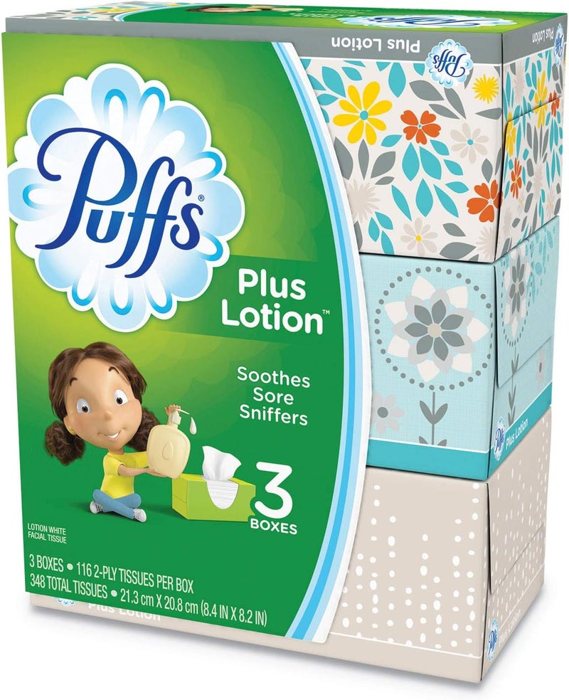 Plus Lotion Facial Tissue White 2Ply 116Box 3 BoxesPack ESS