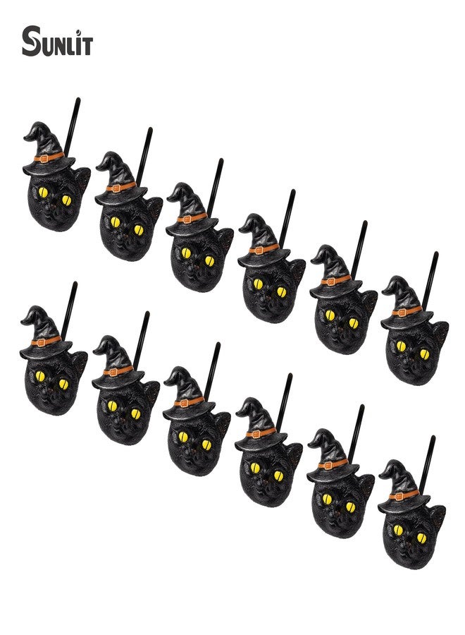 Sunlit Halloween Black Cat Shower Curtain Hooks, Home Decorative Shower Curtain Rings for Bathroom, Halloween Shower Curtain Hangers Bathroom Accessories, Set of 12, Wizard Cat - Image 3