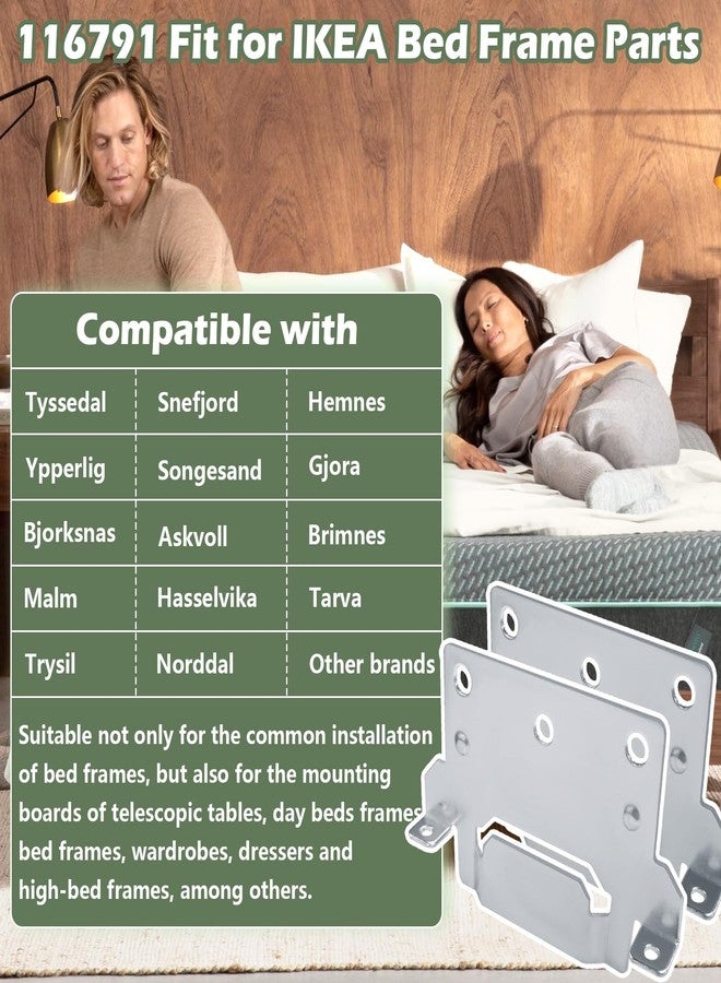 ulapithi 116791 Mounting Plate Bed Frame Mounting Plates/Brackets Replacement for lKEA Bed Frame Part # 116791 Fits for Hemnes Malm Brimnes Tarva Kritter (2 Packs) - Image 5
