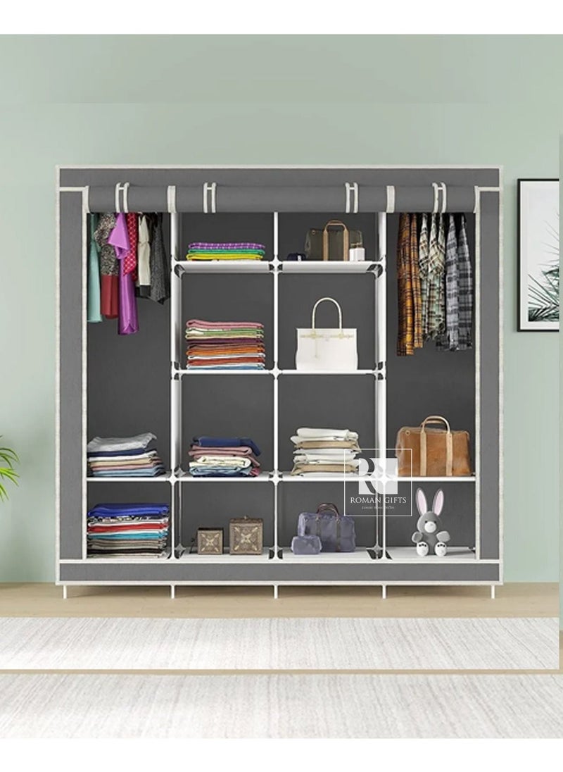 Roman Gifts - 4 Doors Portable Foldable Wardrobe with Non Rustable Metal Pipes - Image 1