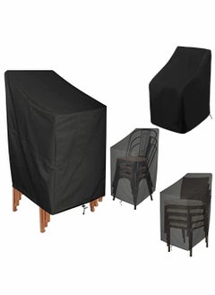 Outdoor Garden Chair Cover High Back Patio Stacking Chair Covers Water-Resistant Anti-UV Snow Dust Wind-Proof Tear-Proof Anti-Fading Furniture Cover 65×65×120/80cm