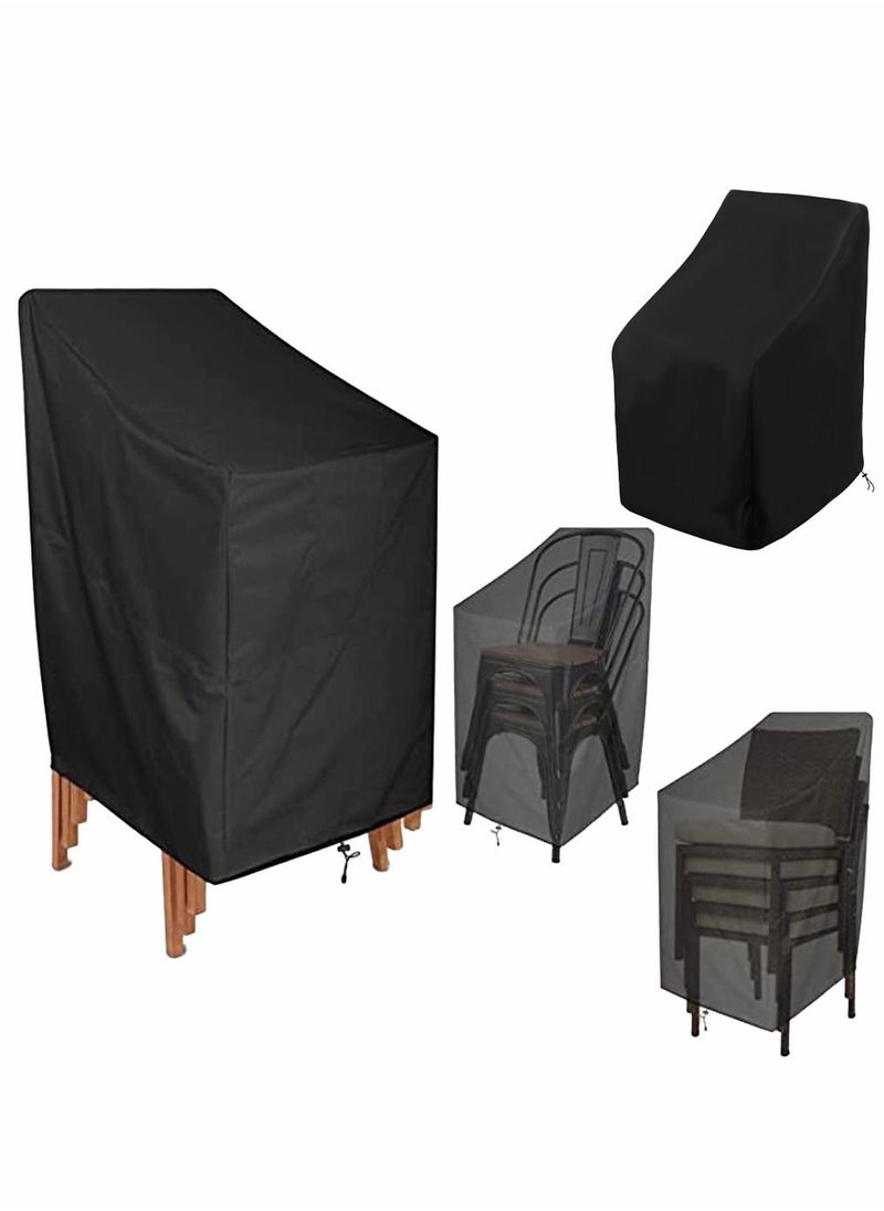 HomarKet - Outdoor Garden Chair Cover High Back Patio Stacking Chair Covers Water-Resistant Anti-UV Snow Dust Wind-Proof Tear-Proof Anti-Fading Furniture Cover 65×65×120/80cm - Image 1