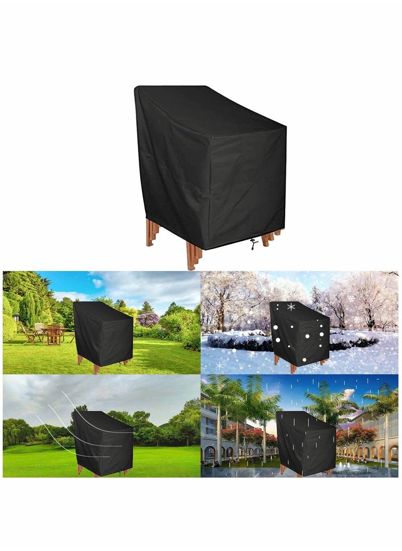 HomarKet - Outdoor Garden Chair Cover High Back Patio Stacking Chair Covers Water-Resistant Anti-UV Snow Dust Wind-Proof Tear-Proof Anti-Fading Furniture Cover 65×65×120/80cm - Image 1