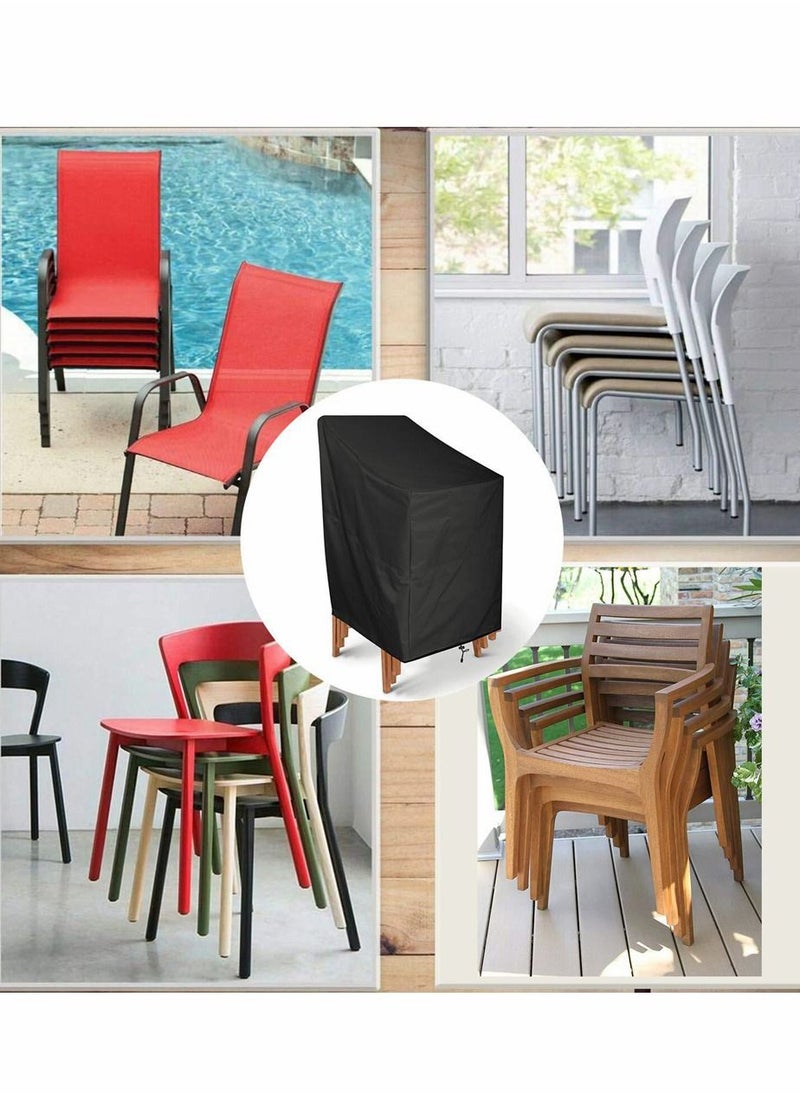 HomarKet - Outdoor Garden Chair Cover High Back Patio Stacking Chair Covers Water-Resistant Anti-UV Snow Dust Wind-Proof Tear-Proof Anti-Fading Furniture Cover 65×65×120/80cm - Image 1