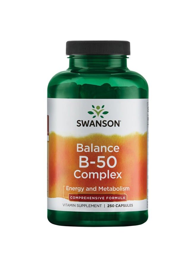 SWANSON B-50 B-Complex - High-Potency B Vitamin Complex for Immune, Heart, and Nervous System Support - 250 Capsules - Image 1