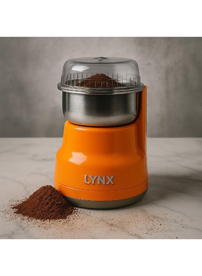 lynx Electric Coffee Grinder with 100% Copper Motor, 100G Large Stainless Steel Bowl, Low Noise & Low Vibration, Multipurpose Coffee Bean & Spice Grinder for Nuts, Herbs & Cardamom – LY-CG-1201 - Image 1