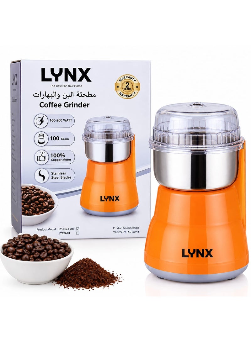 lynx Electric Coffee Grinder with 100% Copper Motor, 50G Stainless Steel Bowl, Low Vibration Grinding, Perfect for Spices, Coffee Beans, Nuts, Cardamom – LY-CG-1201 - Image 2