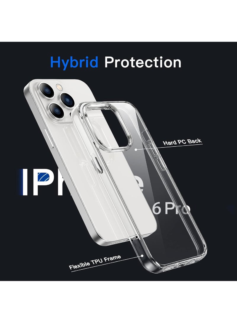 Rock Pow Case for iPhone 16 Pro 6.3-Inch, Non-Yellowing Shockproof Phone Bumper Cover, Anti-Scratch Clear Back - Image 3