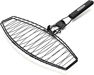 GrillPro 21015 Detachable Handle Fish Basket, Chrome - Image 1