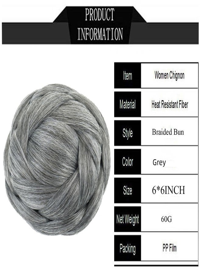 فانين كعكة شعر صناعية على شكل دونات، شعر مضفر، إكسسوارات شعر، مقاس كبير، متوفر بـ 6 ألوان (#280 (رمادي جدتي)) - Image 2