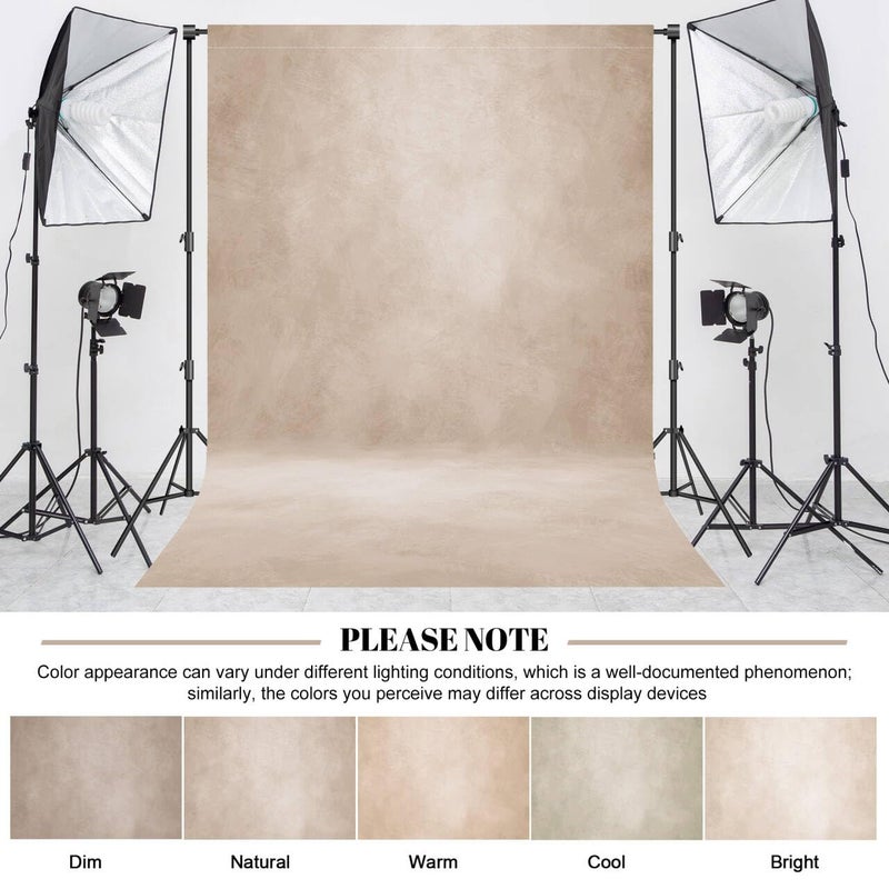 Haboke Abstract Professional Photography Backdrop for Portrait Photo Props Booth Background Photoshoot Studio with Polyester Fabric Roller Pocket on Top (8x10ft, Beige,No Stand) - Image 2