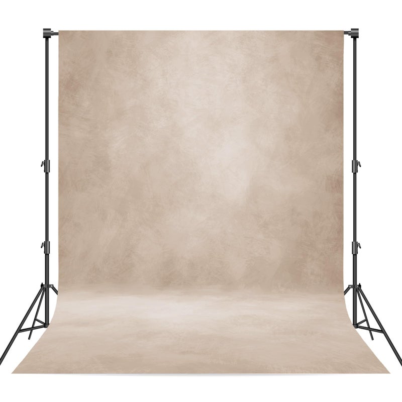 Haboke Abstract Professional Photography Backdrop for Portrait Photo Props Booth Background Photoshoot Studio with Polyester Fabric Roller Pocket on Top (8x10ft, Beige,No Stand) - Image 1