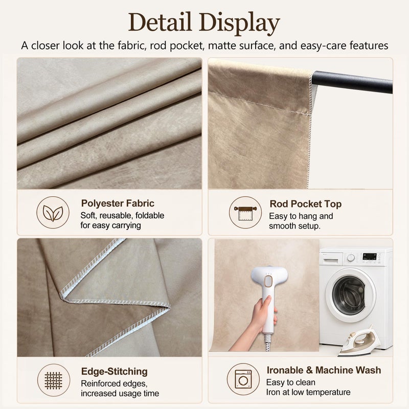 Haboke Abstract Professional Photography Backdrop for Portrait Photo Props Booth Background Photoshoot Studio with Polyester Fabric Roller Pocket on Top (8x10ft, Beige,No Stand) - Image 5