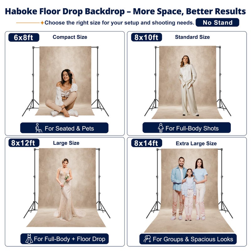 Haboke Abstract Professional Photography Backdrop for Portrait Photo Props Booth Background Photoshoot Studio with Polyester Fabric Roller Pocket on Top (8x10ft, Beige,No Stand) - Image 3