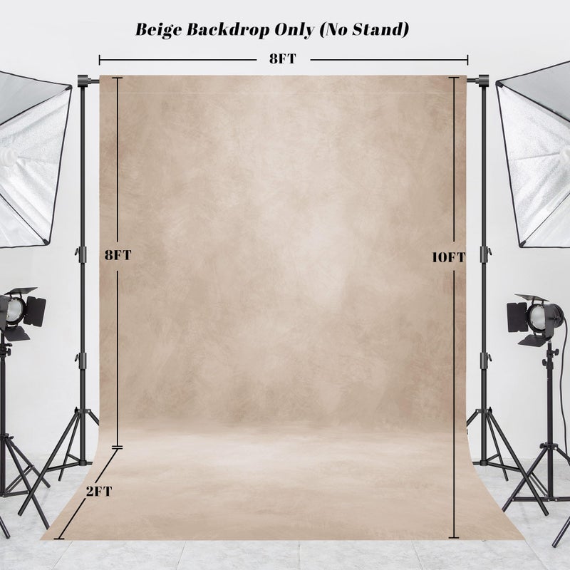 Haboke Abstract Professional Photography Backdrop for Portrait Photo Props Booth Background Photoshoot Studio with Polyester Fabric Roller Pocket on Top (8x10ft, Beige,No Stand) - Image 4