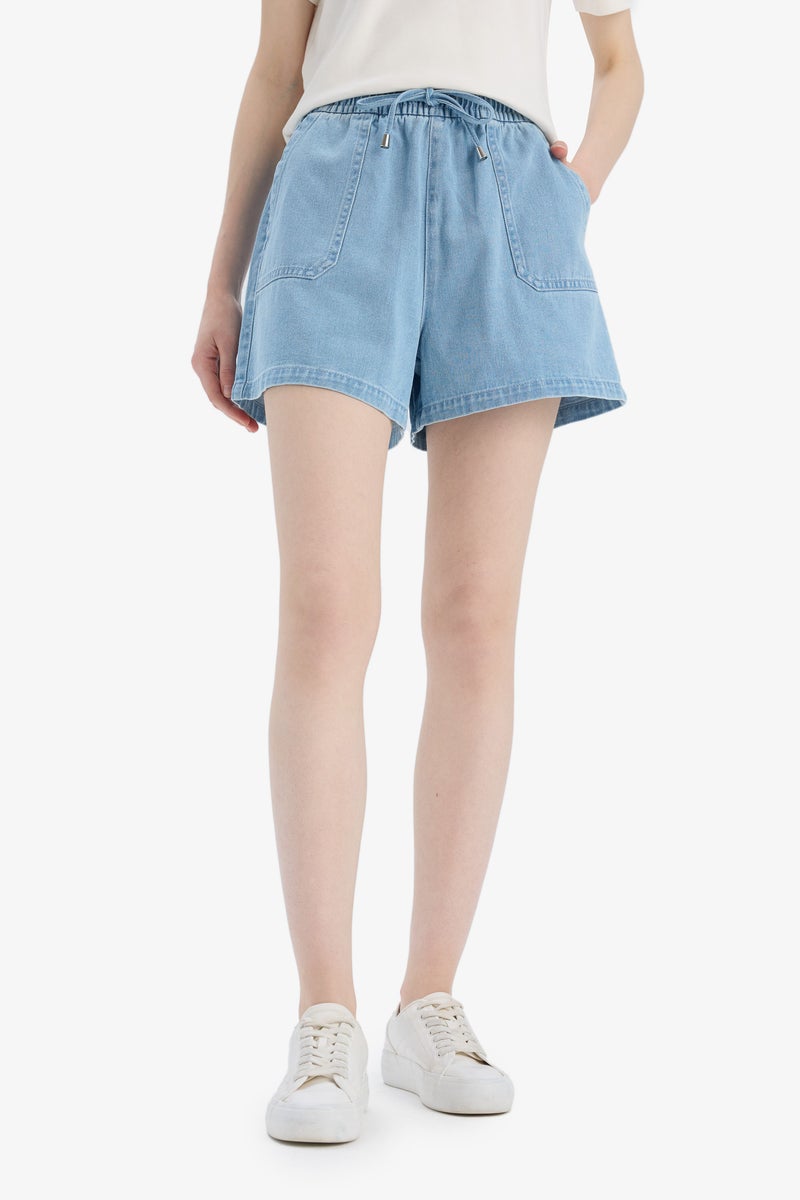 DeFacto Blue Woman Jean Normal Waist Short Leg Shorts Casual - Image 1