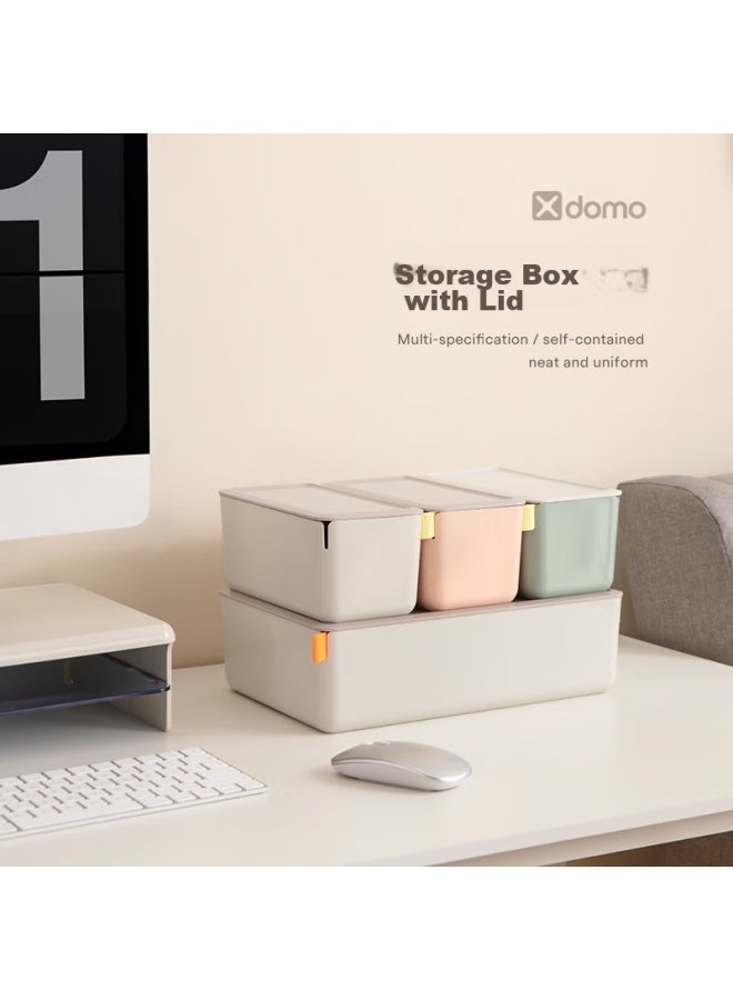 Deli Xdomo Series Storage Box With Lid, Office Desk Makeup Organizer With Silicone Clasp, Pink Small Size Xdm10 - Image 4