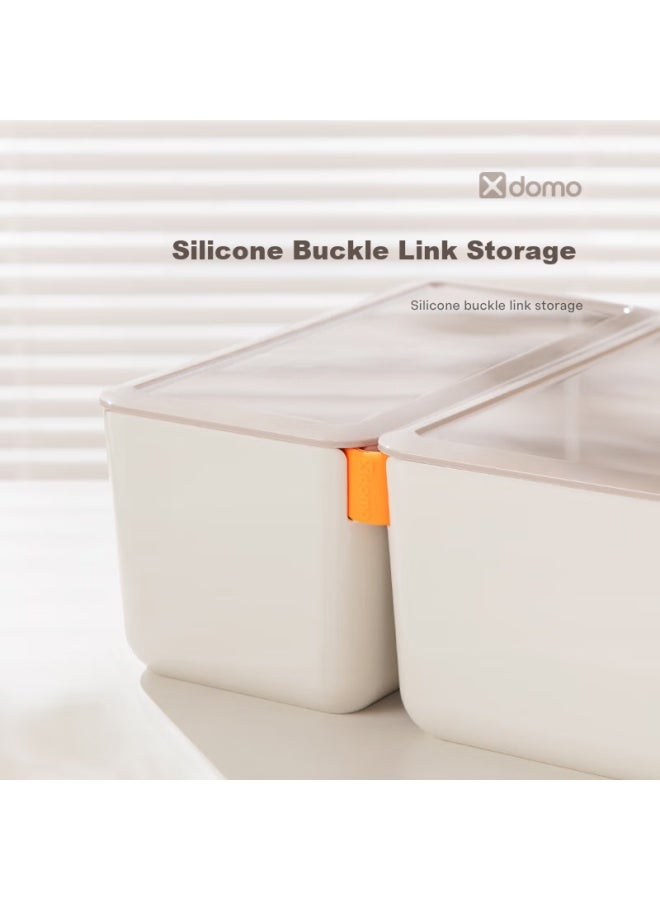 Deli Xdomo Series Storage Box With Lid, Office Desk Makeup Organizer With Silicone Clasp, Pink Small Size Xdm10 - Image 2